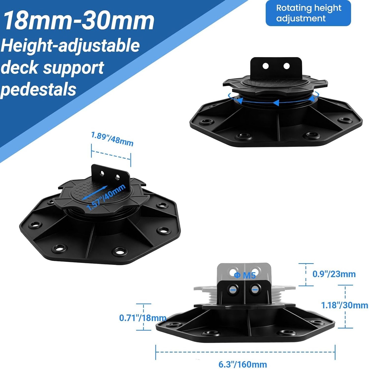 Adjustable Deck Pedestals 18-30mm (10 Pack)